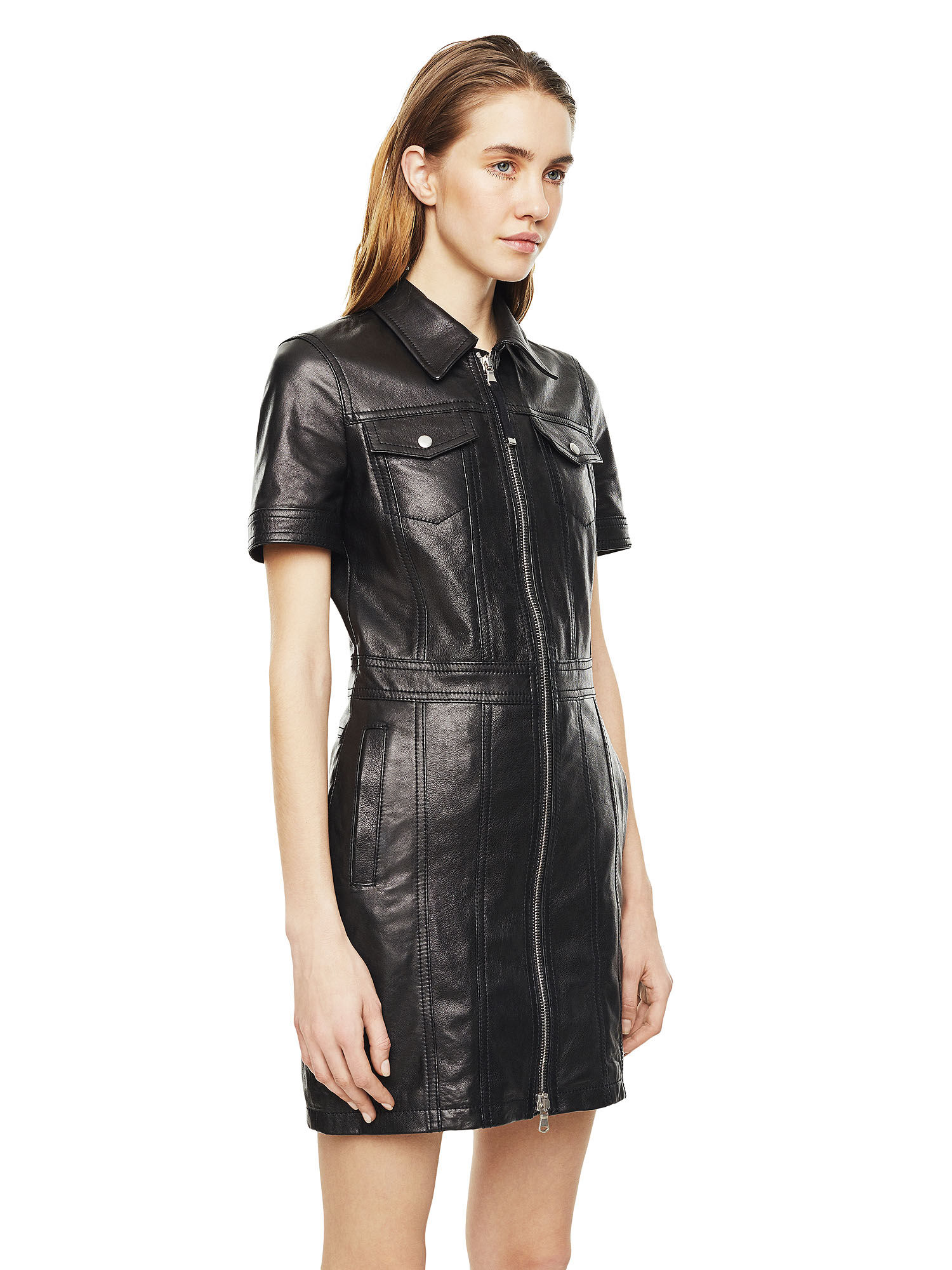 dress with leather