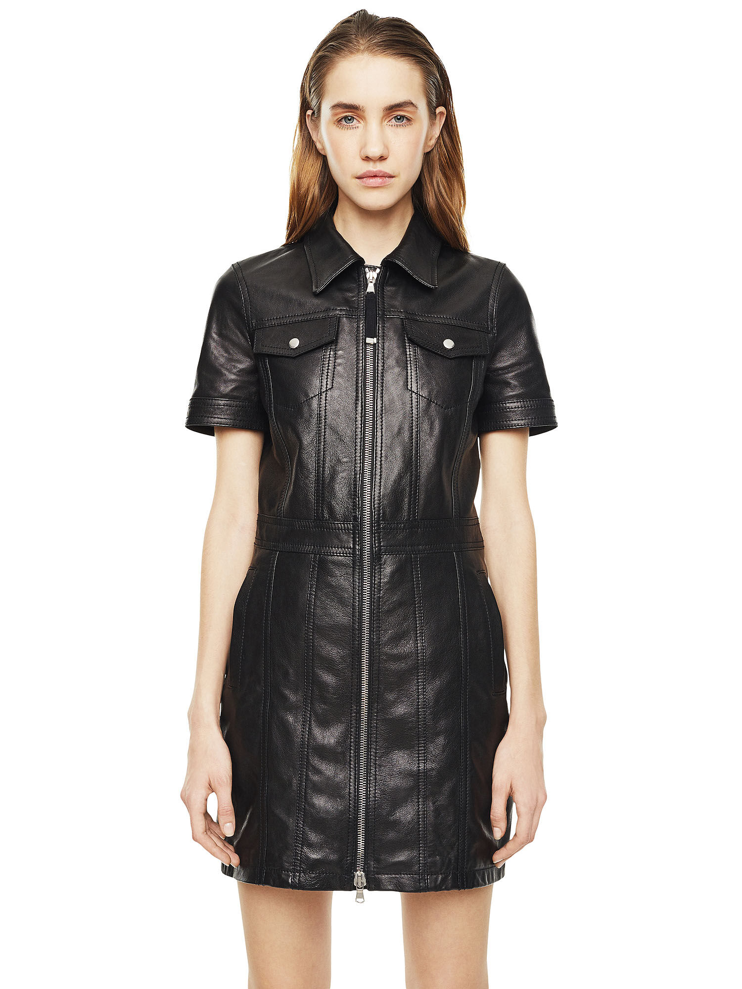 dress with leather